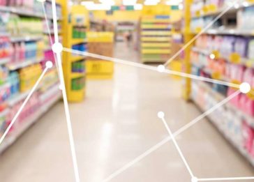 Imagem de conceito de um supermercado inteligente e conectado