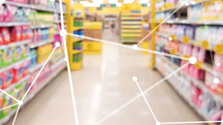 Imagem de conceito de um supermercado inteligente e conectado