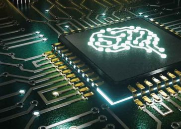 Imagem conceito de inteligência artificial, representada pelo desenho de um cérebro sobre um chip